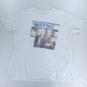 *NSYNC Boy Band Graphic T-Shirt XL White Photo Print Licensed Music Fan Tee